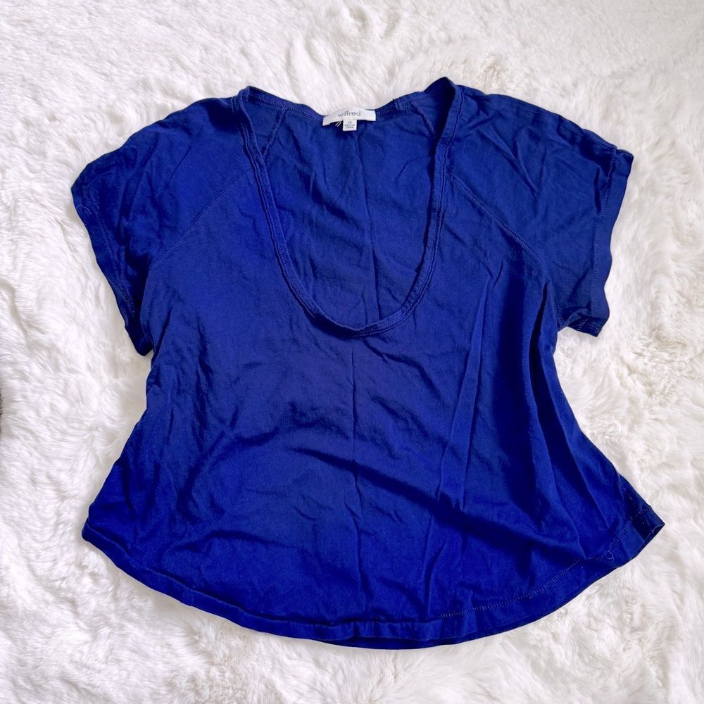 Aritzia Cropped Scoop Neck Tee XS - Bright Blue